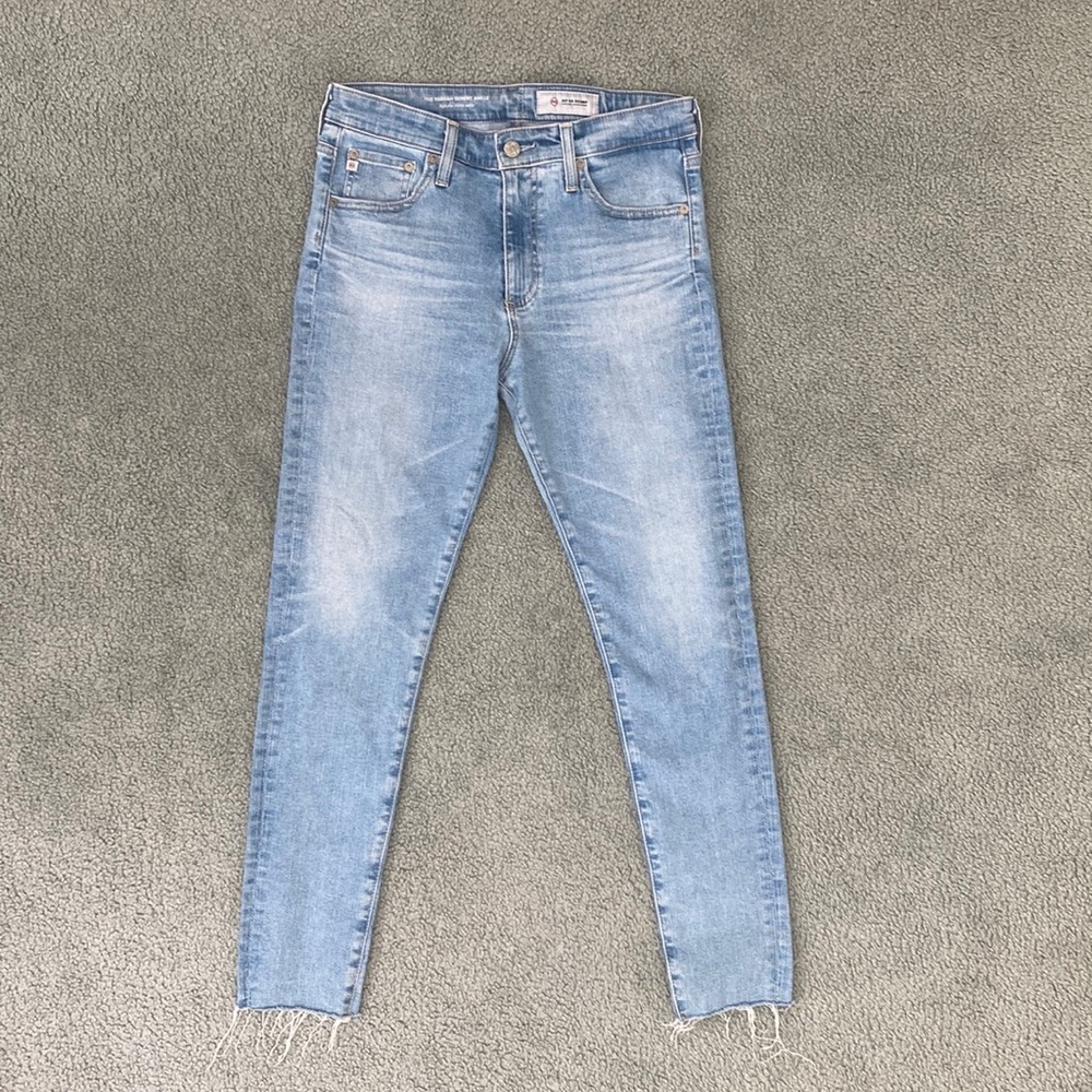 AG The Farrah high waist ankle skinny Jean frayed hem womens 29r